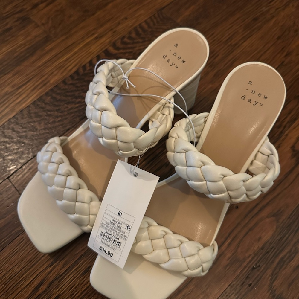A New Day Cream Heeled Shoes with Braided Design - Brand New with Tags!